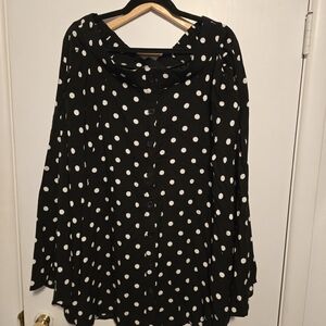 Torrid Black and White Polka Dot Blouse